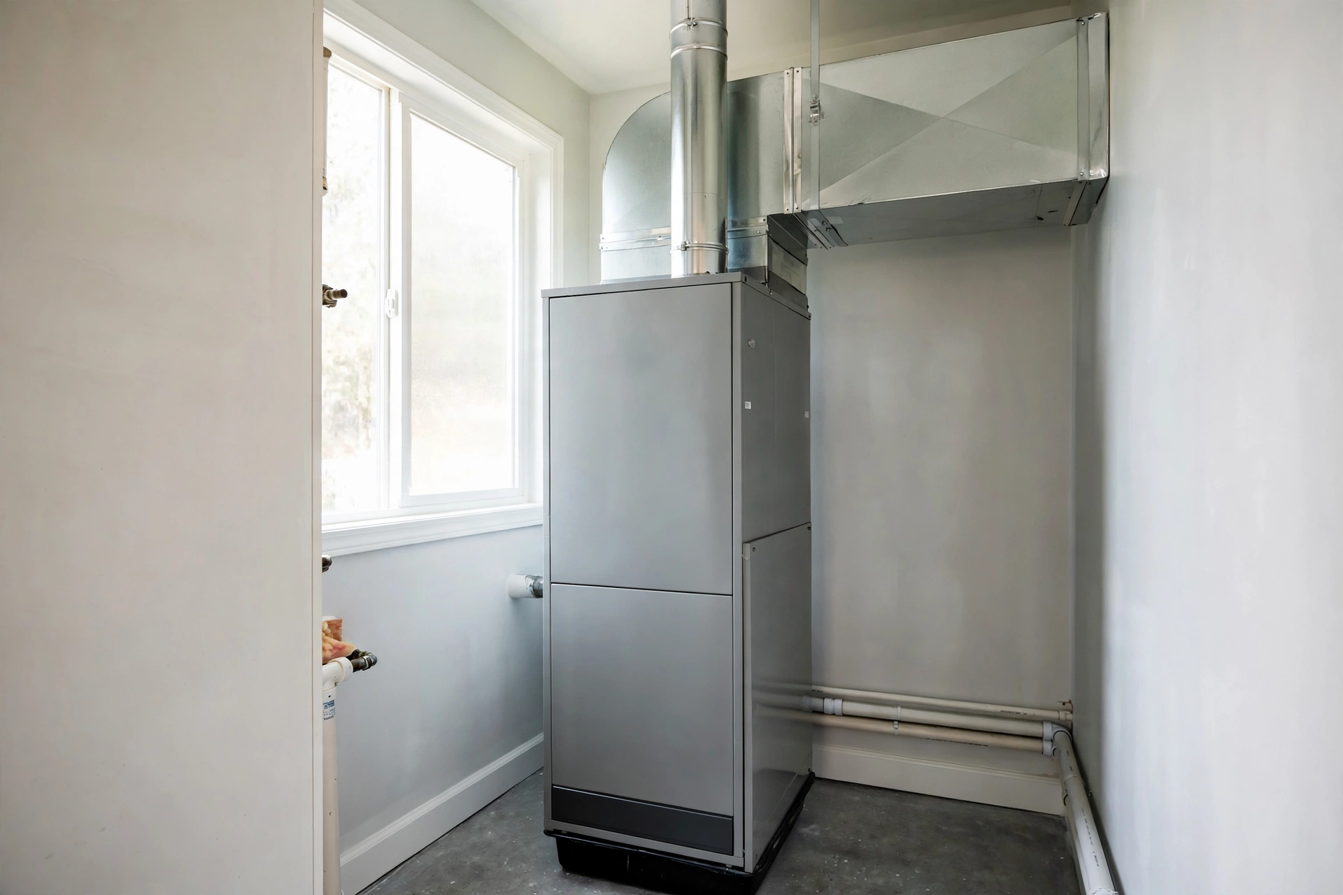 Photograph-style illustrative image of a residential furnace